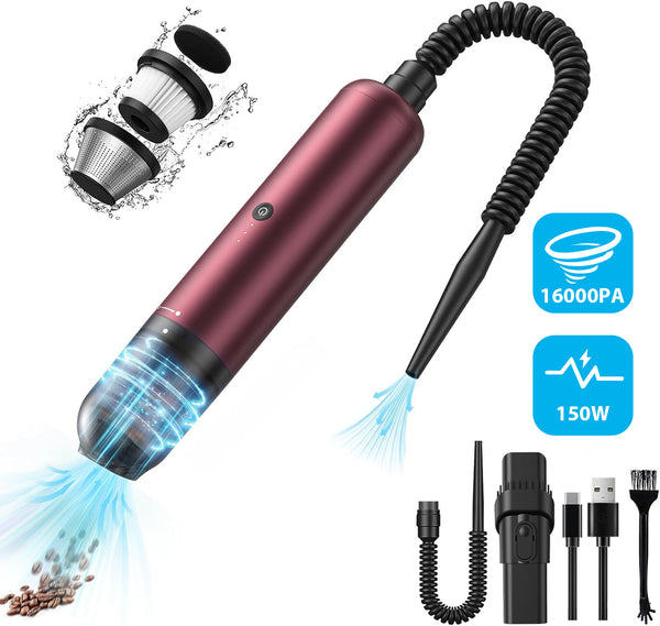 EQUIPD Mini Handheld Vacuum Cleaner, 16000PA Powerful Suction,USB Charging, Keyboard Cleaner, Cordless Vacuum for Car Home and Office, Red（P12）