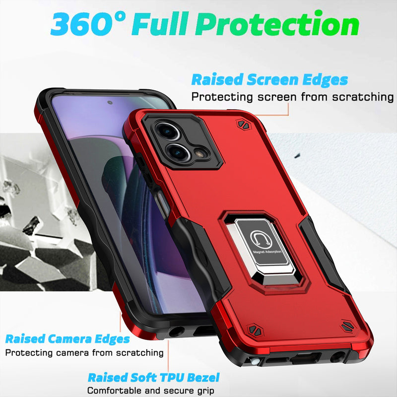 TJS "ArmorBox" Ring Kickstand Phone Case for Motorola G Stylus 5G 2023
