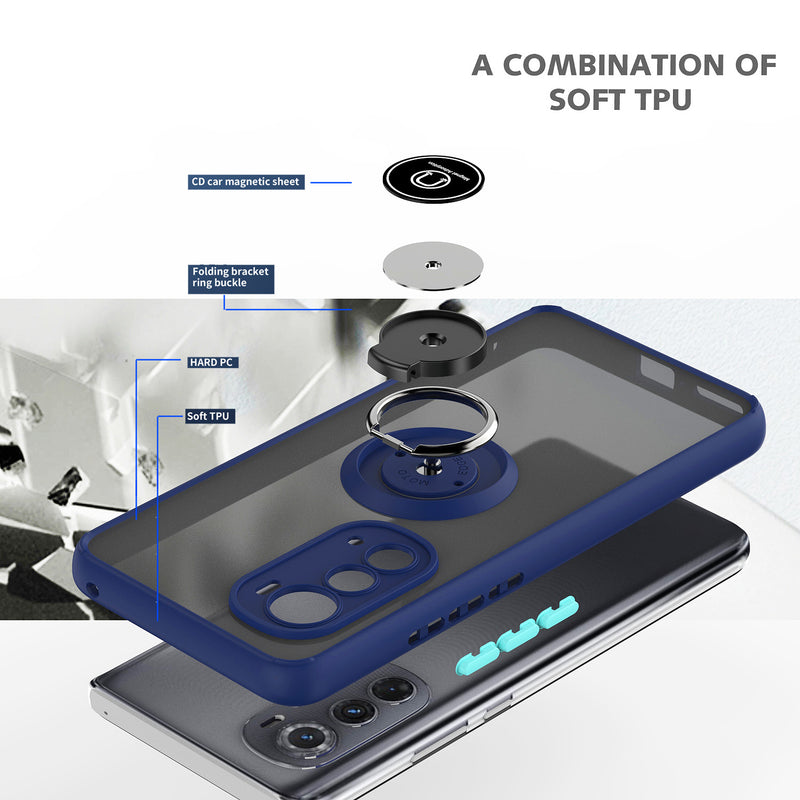 TJS "Define" Ring Kickstand Phone Case for Motorola Edge 5G 2022