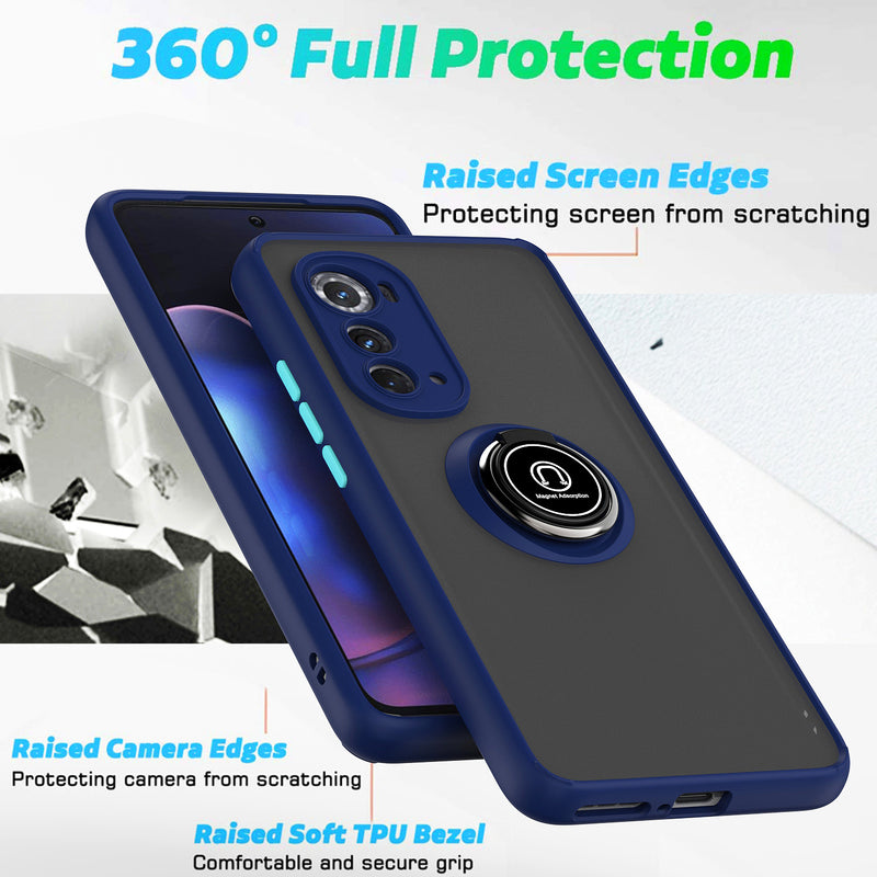 TJS "Define" Ring Kickstand Phone Case for Motorola Edge 5G 2022