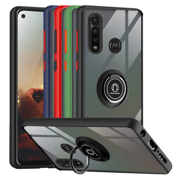 TJS "Define" Ring Kickstand Phone Case for Motorola G Power 2020