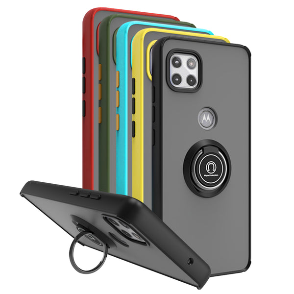 TJS "Define" Ring Kickstand Phone Case for Motorola One 5G Ace