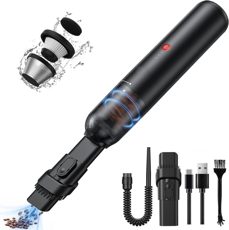 EQUIPD Mini Handheld Vacuum Cleaner, 16000PA Powerful Suction,USB Charging, Keyboard Cleaner, Cordless Vacuum for Car Home and Office, Black（P12）