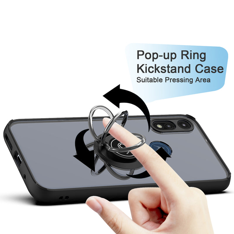 TJS "Define" Ring Kickstand Phone Case for Motorola E 2020