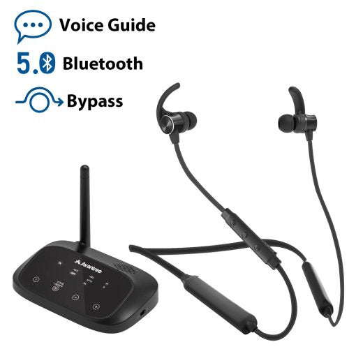 Wireless Headphones Earbuds for TV Watching w/Bypass Bluetooth Transmitter for Optical Digital, RCA, 3.5mm Ported TVs - InfinityAccessories017