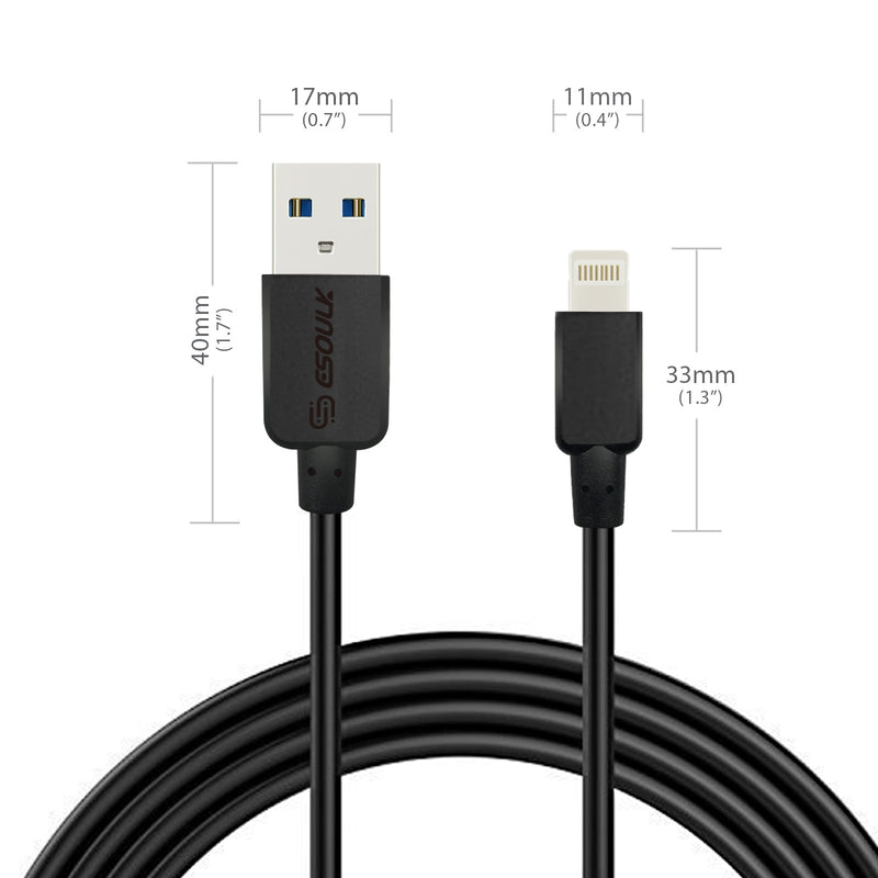 ESOULK 10ft/3m 2A USB To Lightning Heavy Duty Charge/Sync Cable