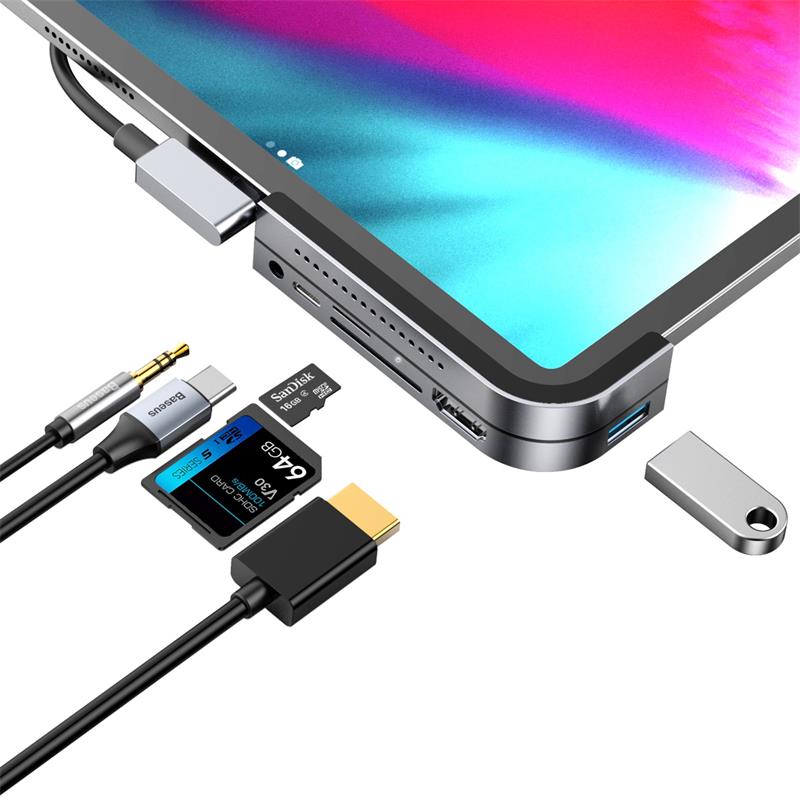 iPad Pro USB C Hub Compatible with iPad Pro 2018. 6 in 1 Aluminum ducking station. - InfinityAccessories017