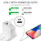 USB C Wall Charger 30W 2 Port Compact Type C Charger Power Delivery and USB QC 3.0 fast charging ports with Foldable Plug - InfinityAccessories017