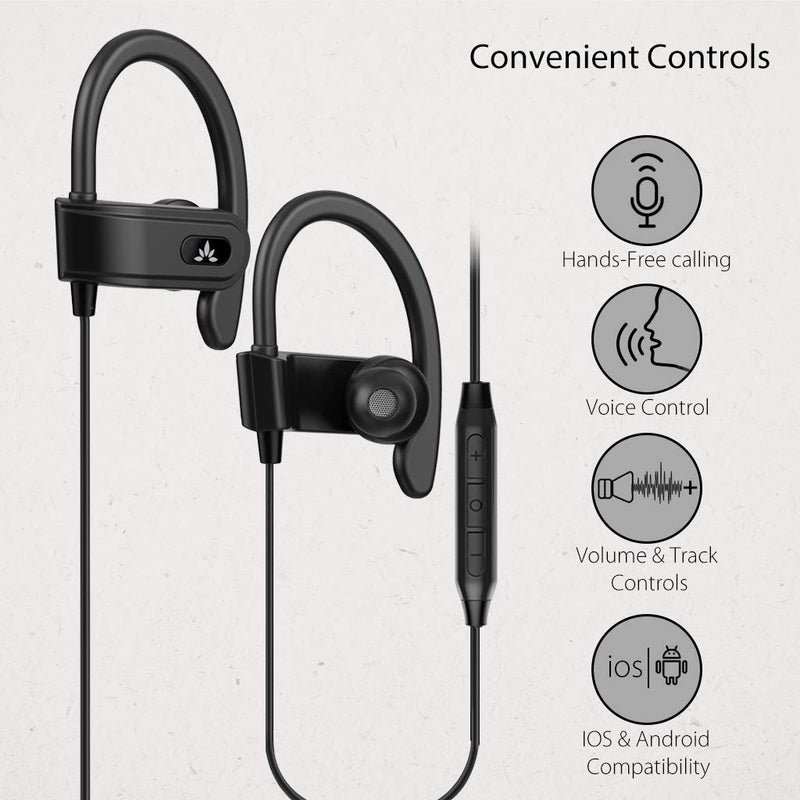 3.5mm Ear Hook Wired Sports Stereo Earphone Over Ear Earbuds Headphones w/Mic - InfinityAccessories017