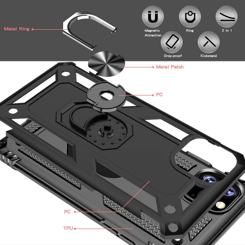 TJS “DuoGuard” Ring Kickstand Phone Case for iPhone 11, iPhone 11 Pro, iPhone 11 Pro Max - InfinityAccessories017