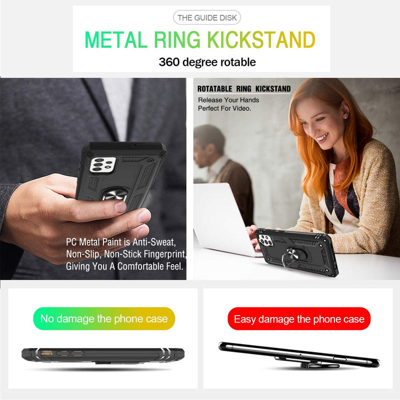 TJS "DuoGuard" Ring Kickstand Phone Case for Samsung Galaxy A33 5G