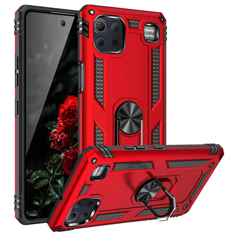 TJS “DuoGuard” Ring Kickstand Phone Case for LG K92 5G