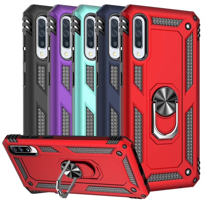 TJS "DuoGuard" Ring Kickstand Phone Case for Samsung Galaxy A50
