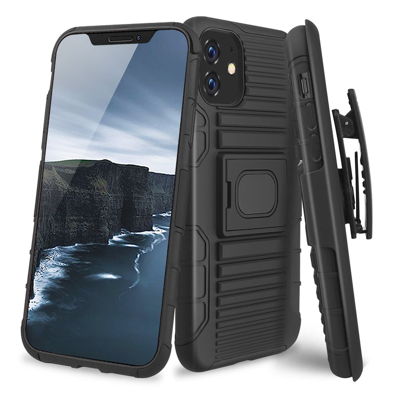TJS "Jupiter" Kickstand Phone Cse with Belt Clip Holster for iPhone 11, iPhone 11 Pro, iPhone 11 Pro Max - InfinityAccessories017