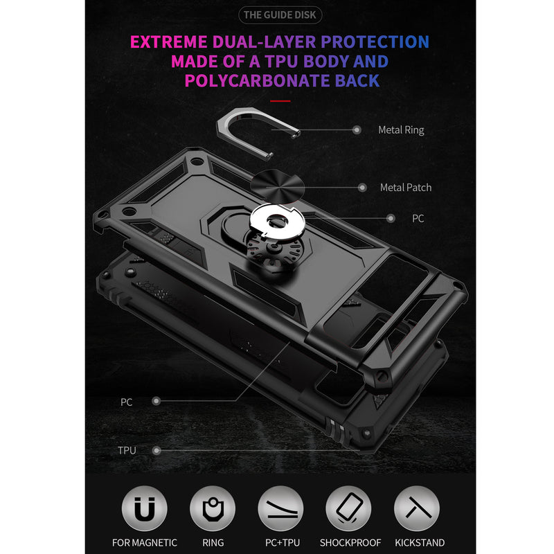 TJS "DuoGuard" Ring Kickstand Phone Case for Pixel 7 Pro