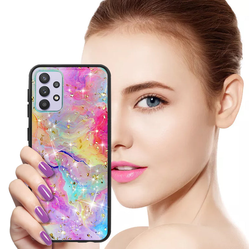 TJS "Minerva" Glitter TPU Phone Case for Samsung Galaxy A32 5G - Rainbow