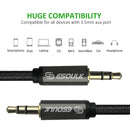 ESOULK 4ft/10ft 3.5mm Auxiliary Audio Braided Cable Black