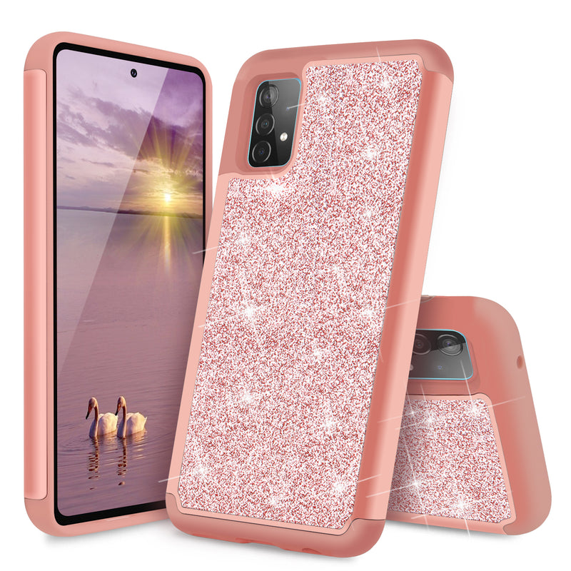 TJS "Sapphire" Hybrid Glitter Phone Case for Samsung Galaxy A52 5G
